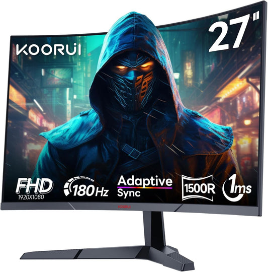 KOORUI 27E6CA Gaming Monitor 27" FHD 1920x1080 HDMI DP NVIDIA G-Sync 180Hz 1ms