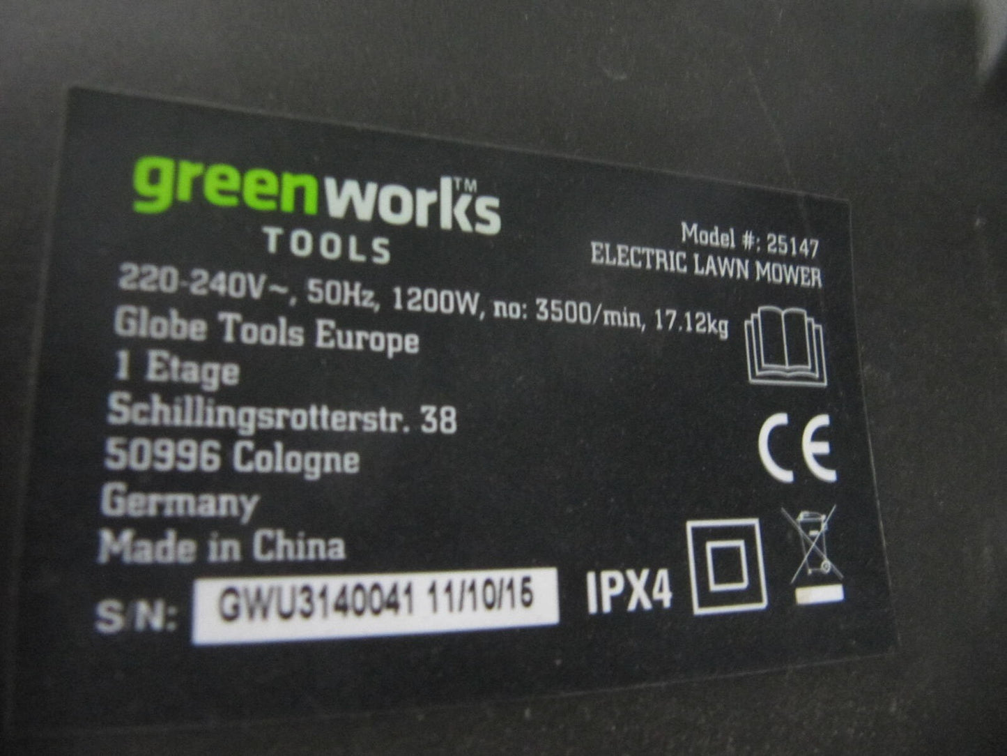 Greenworks Tools Elektrorasenmäher Schnittbreite 40cm 1200W 25147 V07402