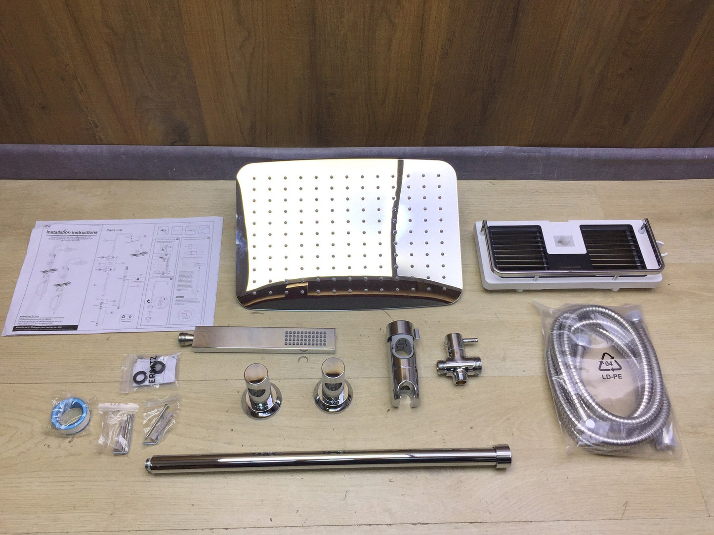Görbach Regendusche Duschset mit Ablage Chrom 35x25, I33612