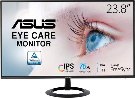ASUS VZ24EHE Monitor 23.8" FHD 1920x1080 VGA HDMI AMD FreeSync 75 Hz Eye Care