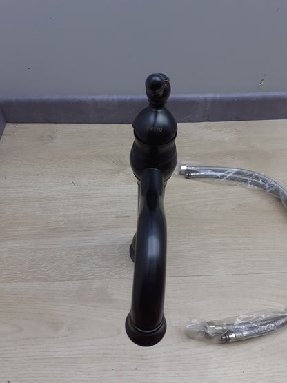 FWZZQ Wasserhahn Bad Schwarz Retro, Waschtischarmatur 360°Schwenkbar, I19026