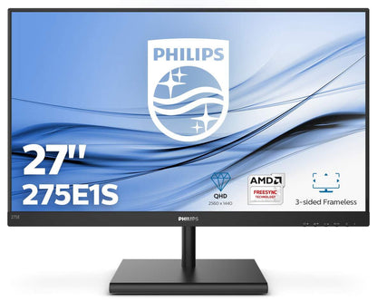 Philips 275E1S/00 LCD Monitor 27" 2560x1440 VGA HDMI AMD FreeSync 75Hz 4ms (GtG)