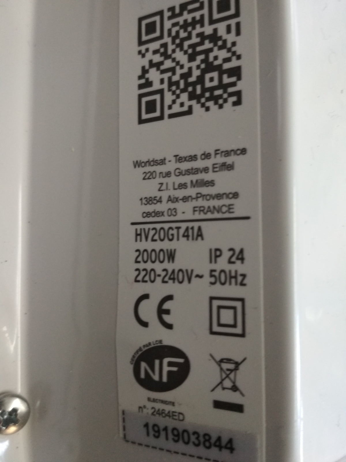 CARRERA HV20GT41A Heizkörper 2000 W Rechnung V04202