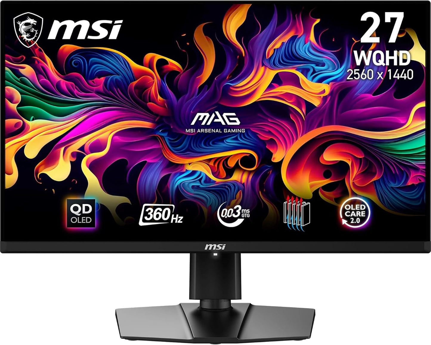 MSI MAG 271QPX QD-OLED Monitor 26.5" WQHD 2560x1440 HDR Adaptive Sync 360Hz