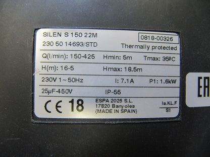 ESPA Silen S 150 22 M Filterpumpe für Schwimmbäder 1.6 kW DEFEKT, D42332
