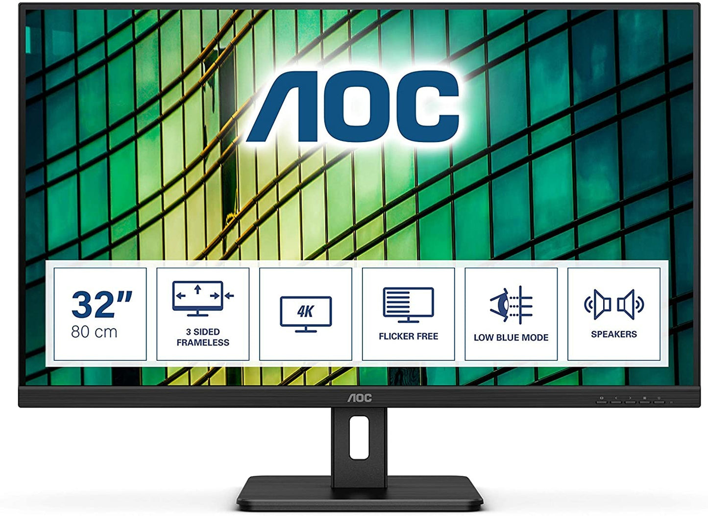 AOC U32E2N 4K Monitor 31.5" UHD 3840x2160 HDMI DP MVA Panel Adaptive Sync 60Hz 