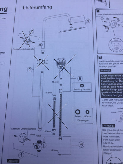 Görbach 3030MB Duschsystem mit Umschalter matt schwarz, I19576