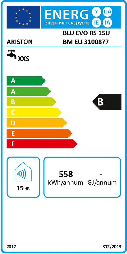 Ariston Blu Evo RS 15U BM EU Warmwasserspeicher 15L (3100877), EEK:B, I33009