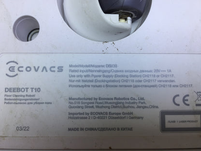 ECOVACS DEEBOT T10 robot vacuum cleaner with vibrating mop plates, I29567