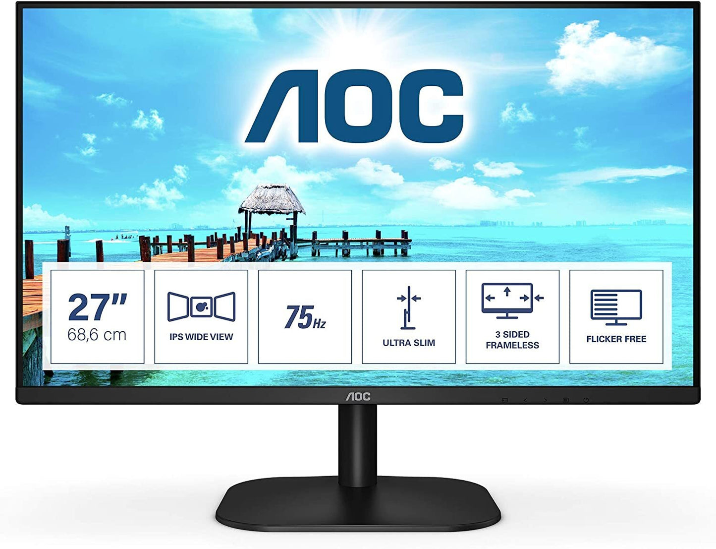AOC 27B2H Monitor 27" FHD 1920x1080 VGA HDMI 75Hz 7ms (GtG) black 