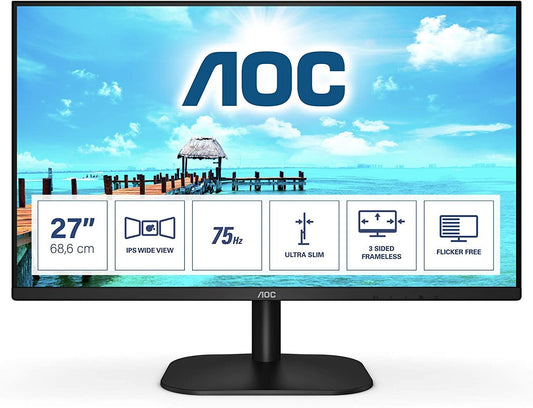AOC 27B2H Monitor 27" FHD 1920x1080 VGA HDMI 75Hz 7ms (GtG) black 