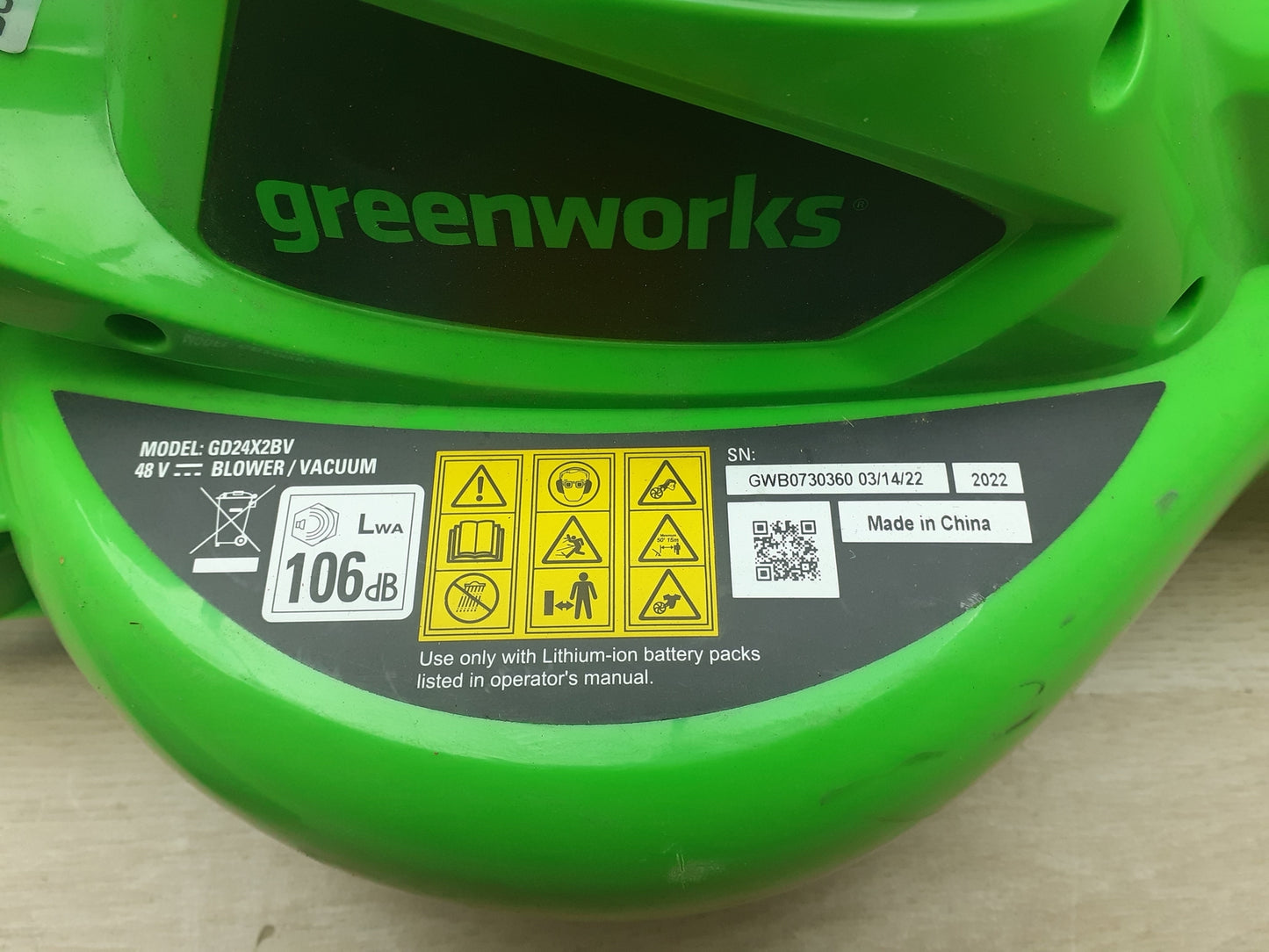 Greenworks 2in1 Akku-Laubsauger und -Laubbläser GD24X2BV SOLO, I15988