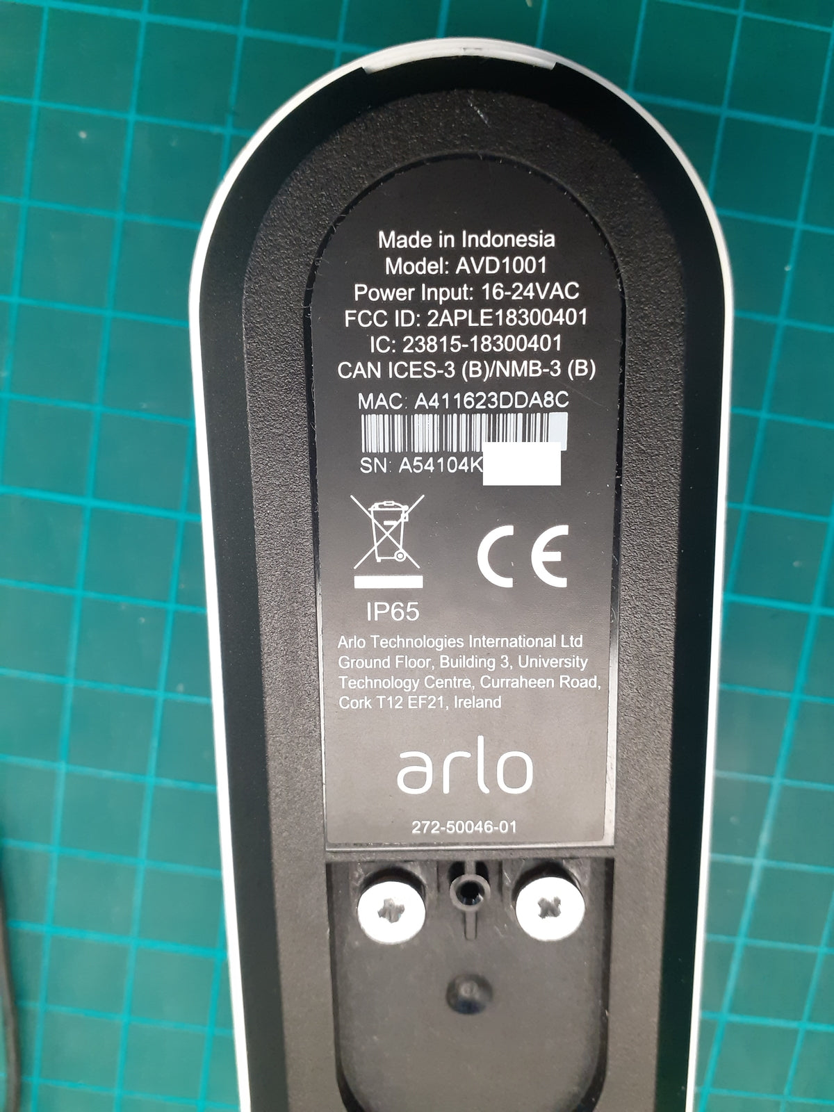 Arlo AVD1001 Video Türklingel, 1080p, WLAN, Bewegungsmelder, I04635