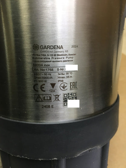 Gardena Tauch-Druckpumpe 5900/4 inox (1768-20), 5900 l/h Fördermenge, I34312