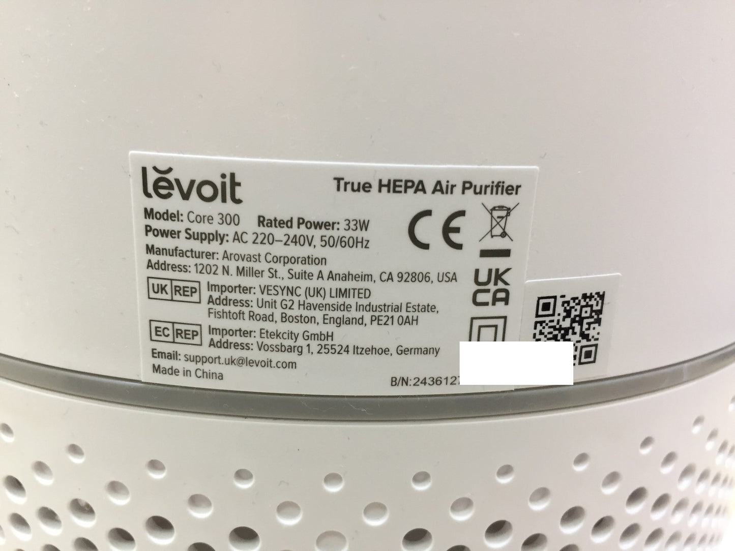 LEVOIT Core 300 Luftreiniger, weiß, I34222