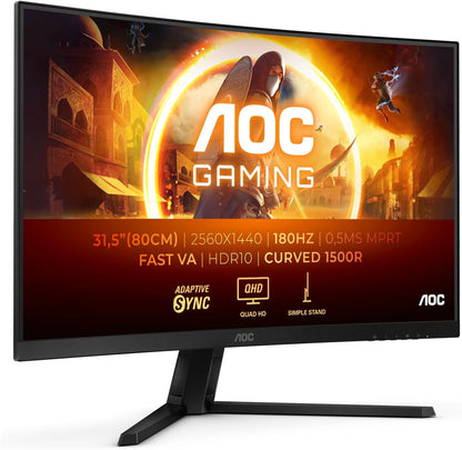AOC CQ32G4VE Gaming Monitor 32" WQHD 2560x1440 VA HDR Adaptive Sync 180Hz 0.5ms