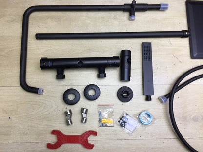 JOHO Duschset mit Thermostat aus Edelstahl matt schwarz, 25x25cm, I33366