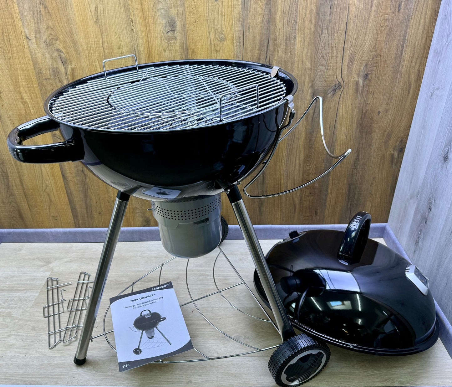 HAMSON YORK Compact Plus Holzkohlegrill Kugelgrill Barbecue Grillfläche Ø 53 cm