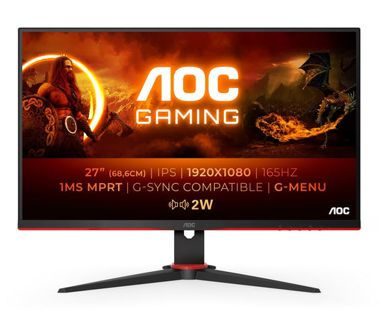 AOC 27G2SPAE/BK Gaming Monitor 27" FHD 1920x1080 VGA HDMI DP Adaptive Sync 165Hz