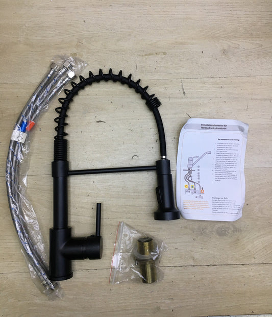 TIMACO Niederdruck-Armatur für Küche 360° Drehbar Wasserhahn Schwarz I34447