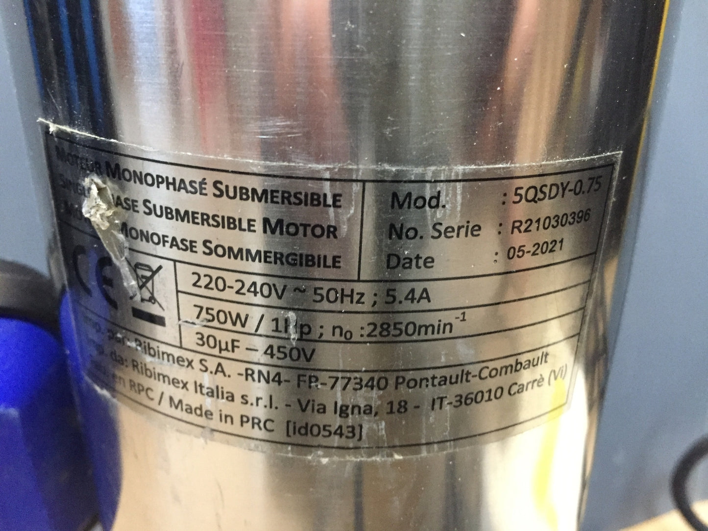 RIBIMEX Pumpe Brunnen tief silber 750 W, I13965