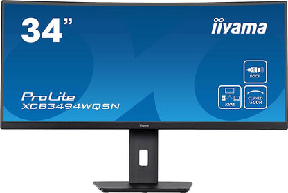 iiyama ProLite XCB3494WQSN-B5 Curved Monitor 34" UWQHD 3440x1440 USB-C FreeSync