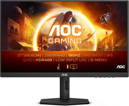 AOC Q27G4X Monitor 27" WQHD 2560x1440 IPS HDR DP HDMI NVIDIA G-Sync 180Hz 0.5ms