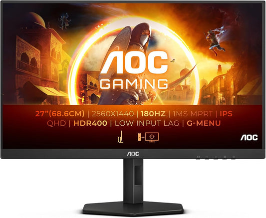 AOC Q27G4X Monitor 27" WQHD 2560x1440 IPS HDR DP HDMI NVIDIA G-Sync 180Hz 0.5ms