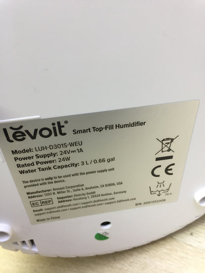 LEVOIT 3L Top Fill Humidifier LUH-D301S, I31643 