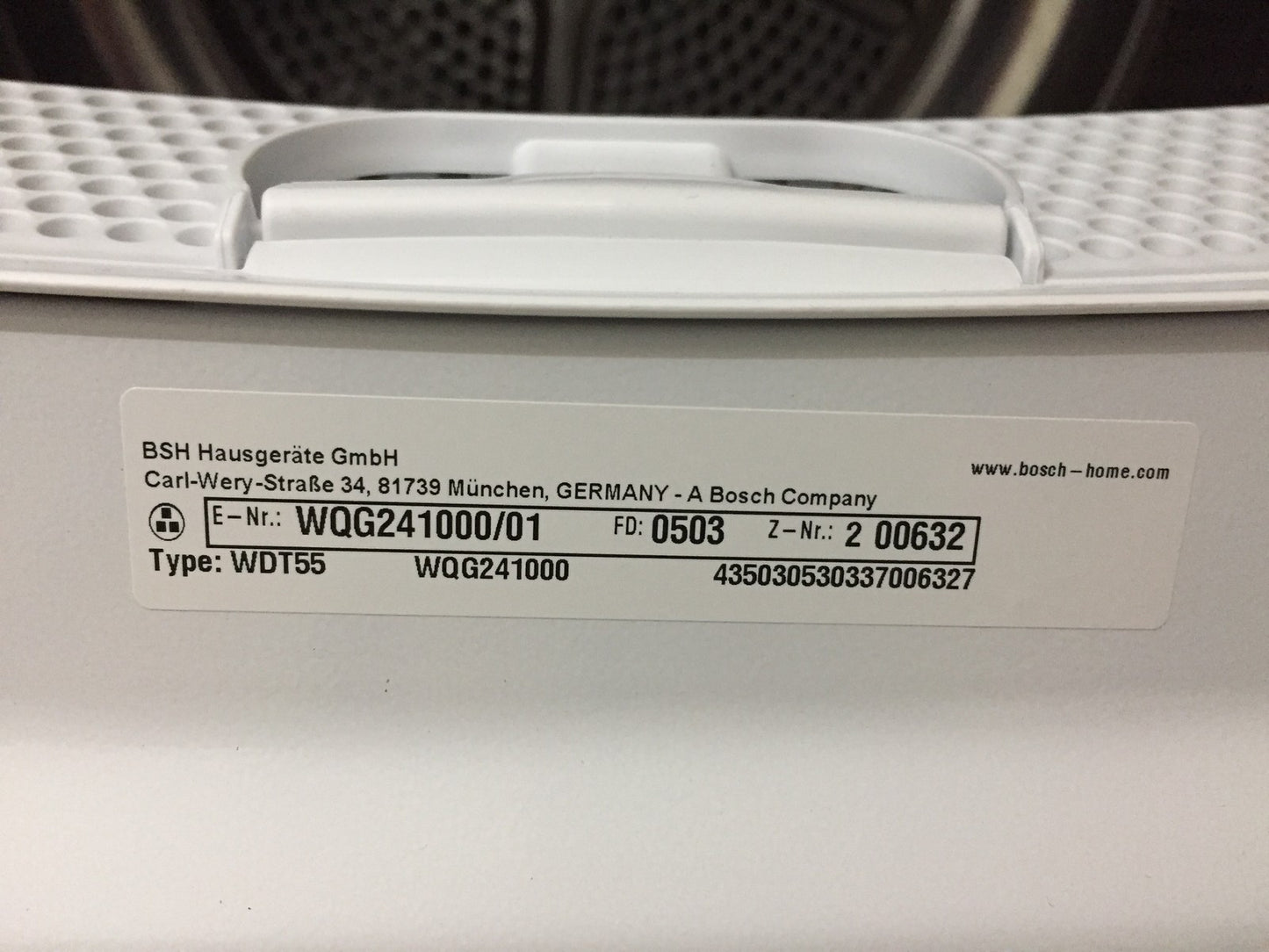 Bosch Serie 6 WQG241000 Wärmepumpentrockner 9 kg Auto Dry Anti Vibration Weiß