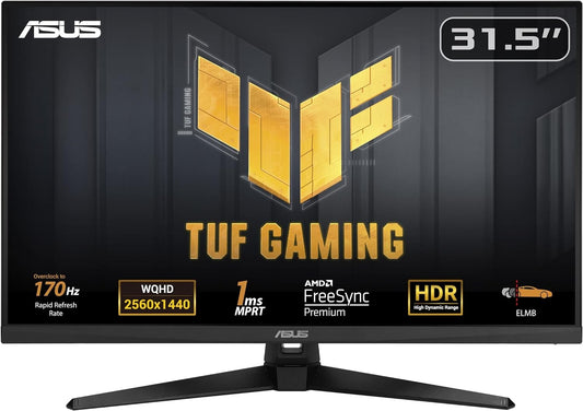 ASUS TUF VG32AQA1A Gaming Monitor 31.5" QHD 2560x1440 HDR AMD FreeSync 170Hz 1ms 