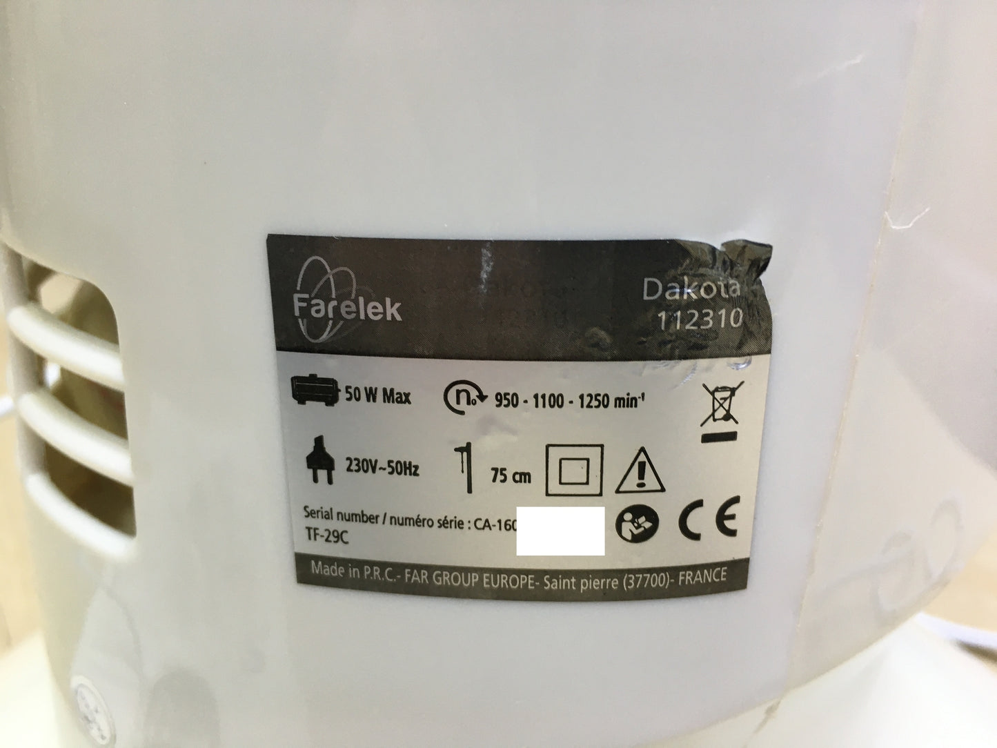 Farelek Dakota Standventilator 112310, 2 Stunden, I29032