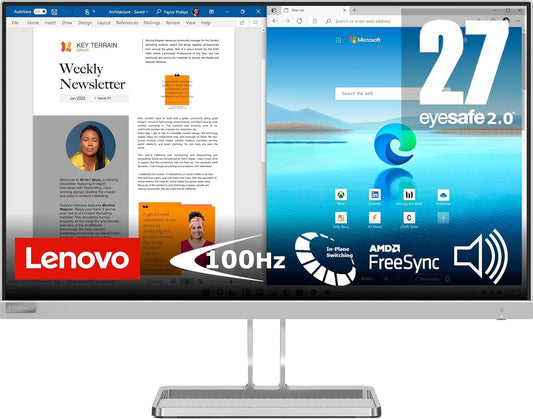 Lenovo L27i-40 Monitor 27" FHD 1920x1080 IPS VGA HDMI AMD FreeSync 100Hz