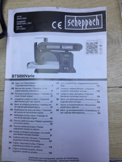 Scheppach Band- & Tellerschleifer BTS800Vario (5903313901), I31871