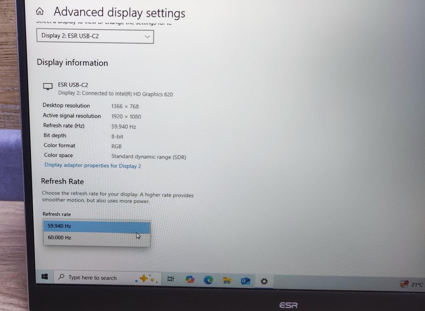 ESR Portable Monitor TH-156FC 15.6" FHD 1920 x1080 IPS HDMI USB-C 60Hz 5ms