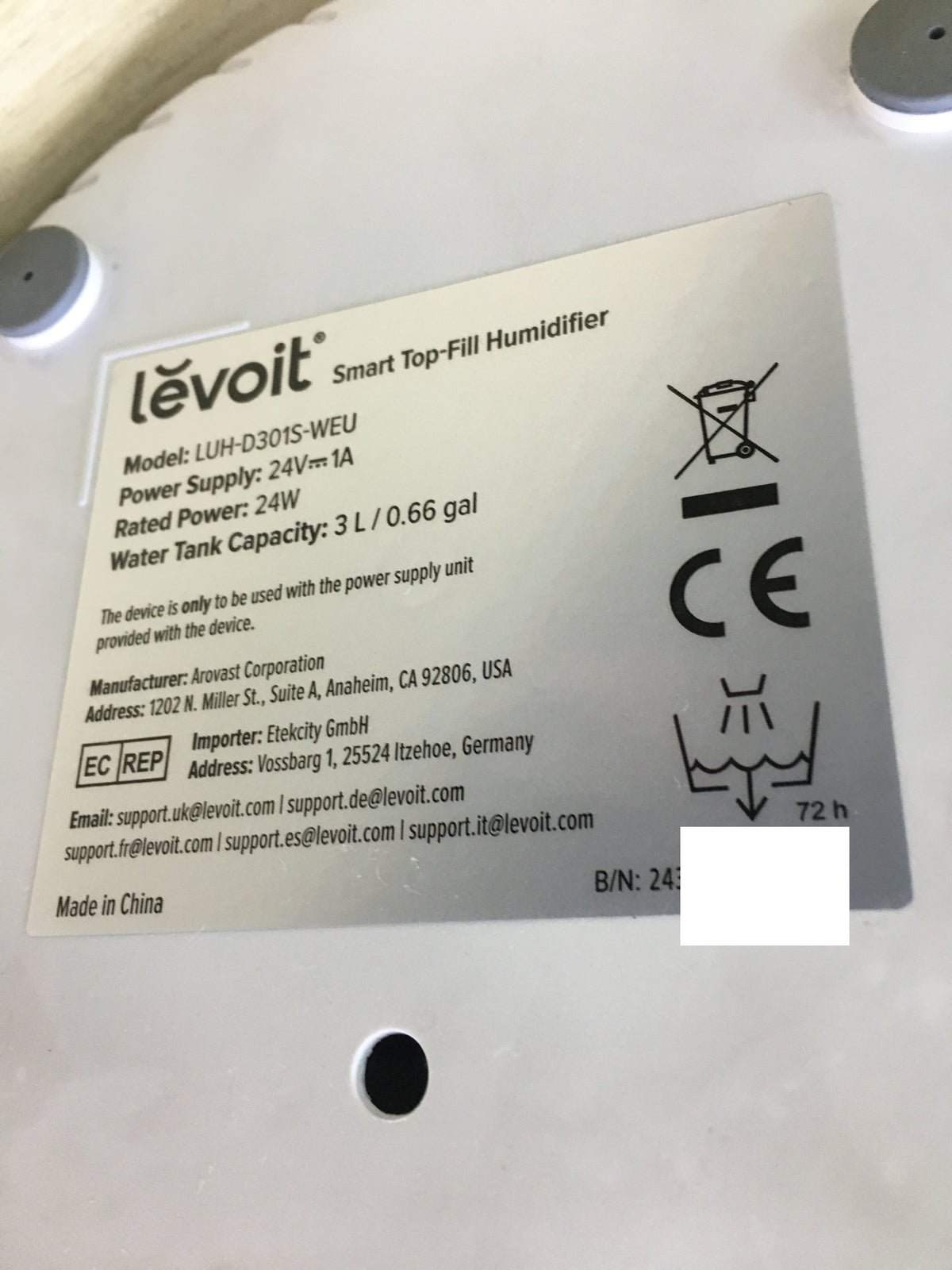 LEVOIT Classic 160 Luftbefeuchter 3L LUH-D301S, I30392