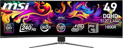 MSI MPG 491CQPX QD-OLED Monitor 49" DQHD 5120x1440 HDR NVIDIA G-Sync 240Hz