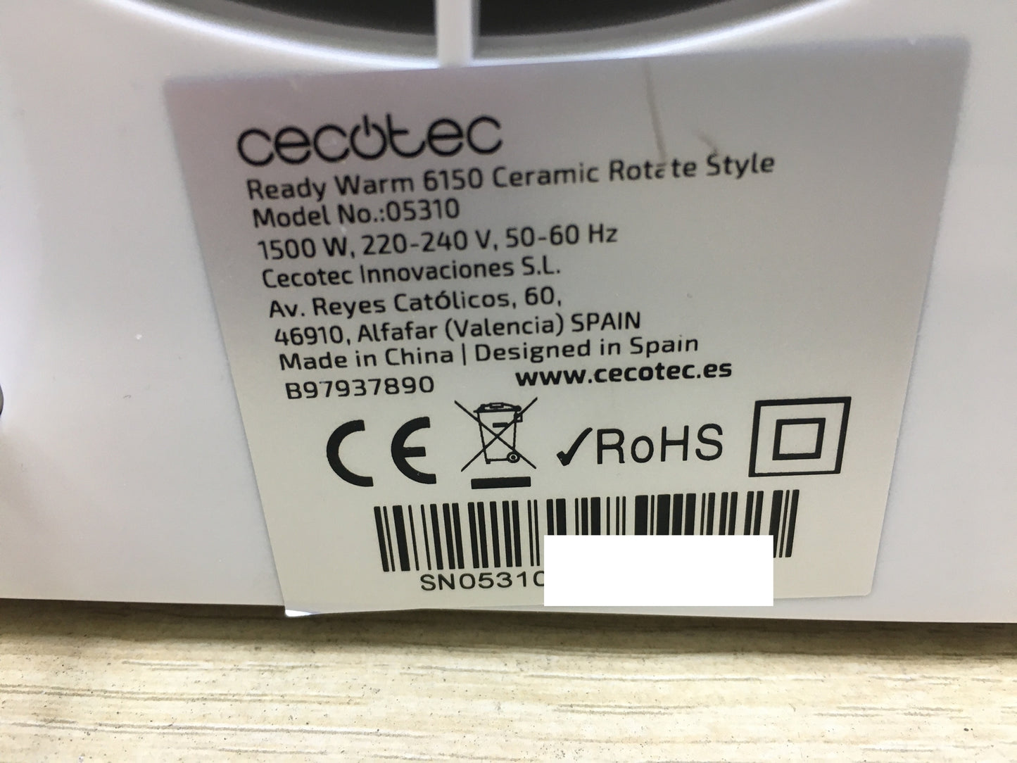 Cecotec 05310 Heizlüfter Ready Warm 6150 Ceramic, 1500 W, I31085