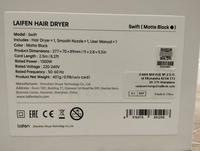 Laifen Swift Special Haartrockner 1500W Matte Black Ionen Technologie