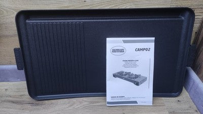 Amig Camping Gaskocher mit 2 Brennern und Grillplatte CAMP02