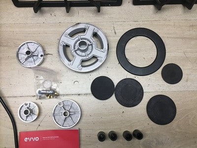 EVVO V70 Glass Einbau-Gaskochfeld V0530, 4 Brenner mit Wok