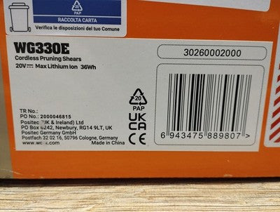 WORX Nitro WG330E Akku-Astschere 20V inkl. Akku und Ladegerät