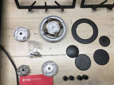 EVVO V70 Glass Einbau-Gaskochfeld V0530, 4 Brenner mit Wok