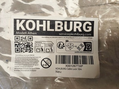 KOHLBURG Athen Kabelschloss 10m lang