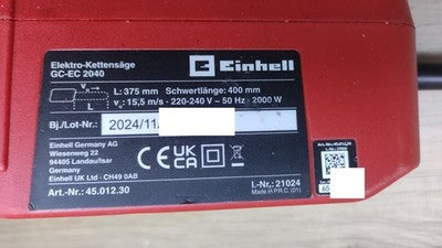 Einhell Elektro-Kettensäge GC-EC 2040 (4501230), 2000 W, 40 cm