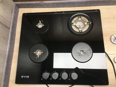 EVVO V70 Glass Einbau-Gaskochfeld V0530, 4 Brenner mit Wok