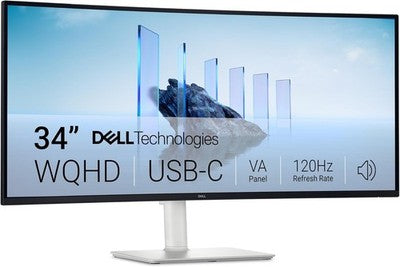 Dell S3425DW Monitor 34" Curbed UWQHD 3440x1440 VA USB-C AMD FreeSync 120Hz