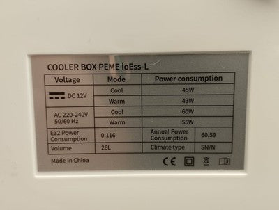 PEME ioEss-L Kühlbox 12V 230V 22,9 L mit Steckdose für Camping