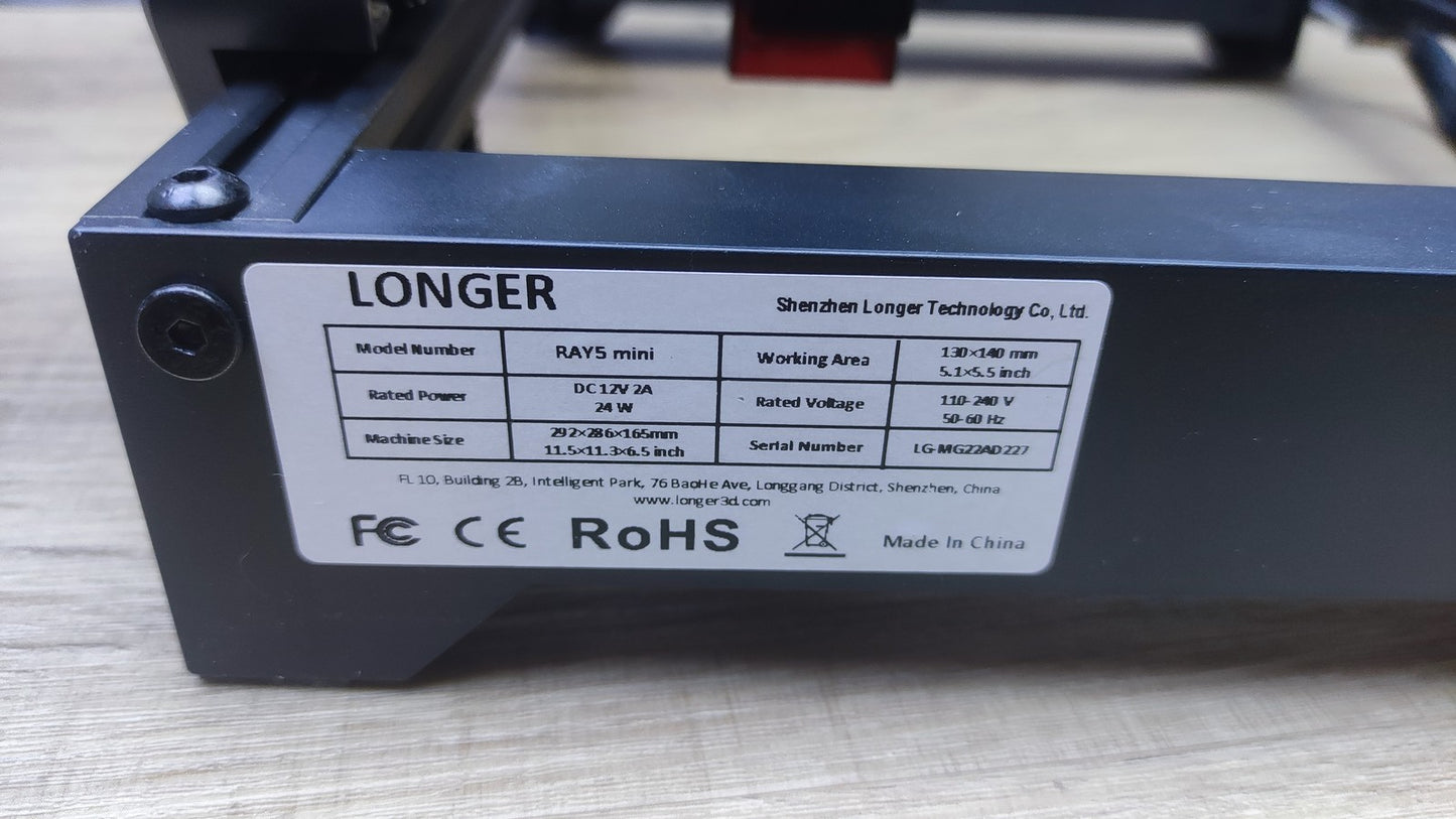 LONGER Ray5 mini Lasergraviermaschine, 2,5 W Laserleistung, I37189