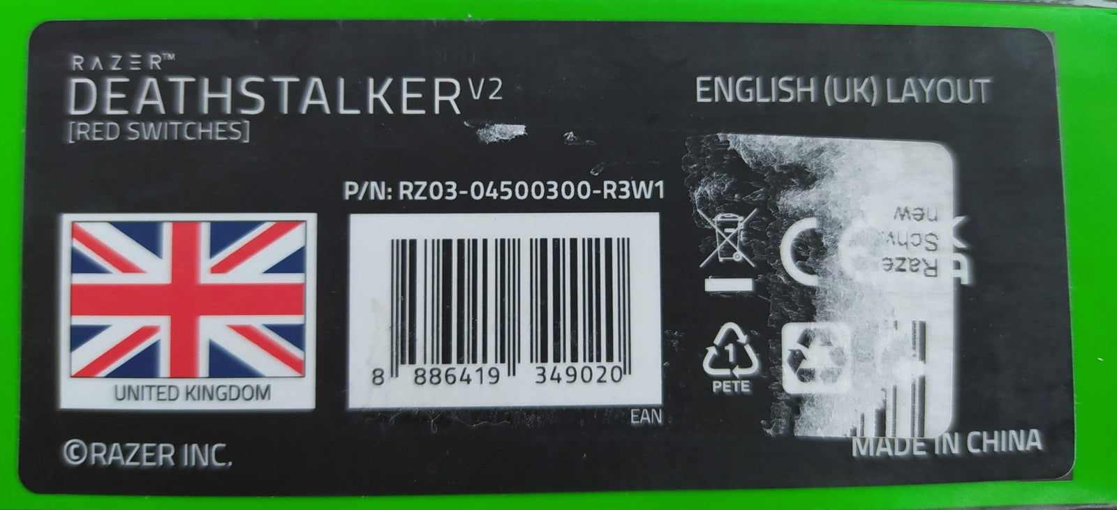 Razer DeathStalker V2 Optische Low-Profile-Gaming-Tastatur, UK-Layout, I36701